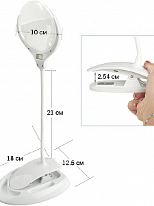 Лупа настольная с подсветкой на гибкой ноге с прищепкой 2 в 1 Орбита OT-INL51