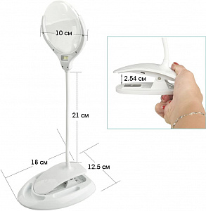 Лупа настольная с подсветкой на гибкой ноге с прищепкой 2 в 1 Орбита OT-INL51