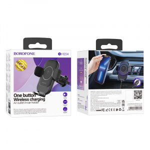 BOROFONE BH204 Черный держатель для смартфонов + беспроводное ЗУ 10W (в воздуховод)