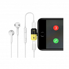 TDS GL-012 двойной адаптер/переходник для наушников (штекер Lightning - 2 гнезда Lightning)