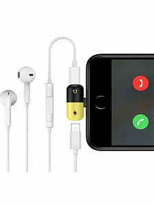 TDS GL-012 двойной адаптер/переходник для наушников (штекер Lightning - 2 гнезда Lightning)