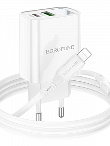 BOROFONE BA78A Белый ЗУ с USB/PD + кабель IOS Lighting - Type-C 1м (QC3.0+PD20W,3000mA)