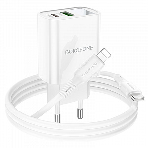 BOROFONE BA78A Белый ЗУ с USB/PD + кабель IOS Lighting - Type-C 1м (QC3.0+PD20W,3000mA)