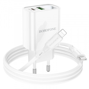 BOROFONE BA78A Белый ЗУ с USB/PD + кабель IOS Lighting - Type-C 1м (QC3.0+PD20W,3000mA)