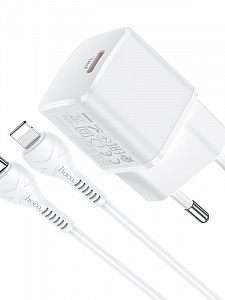 HOCO N10 Белый ЗУ с TYPE-C + кабель IOS Lighting (PD20W, 3000mA)