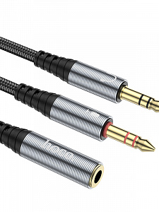 HOCO UPA21 кабель аудио (гнездо Джек 3.5 мм на 2*штекера 3.5мм) 25см