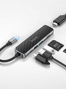 HOCO HB24 концентратор USB (2*USB, PD60W, HDMI, TF, SD)