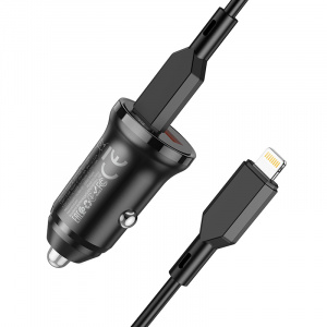 BOROFONE BZ18A Черный ЗУ авто USB + кабель iOS Lightning - Type-C (PD20W+QC3.0, 3000mA)