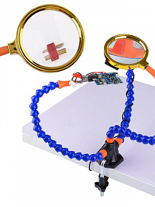 Третья рука для пайки с лупой 2 руки Помощник PM-INP21