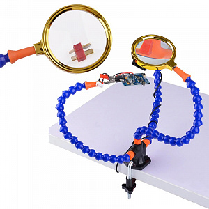 Третья рука для пайки с лупой 2 руки Помощник PM-INP21