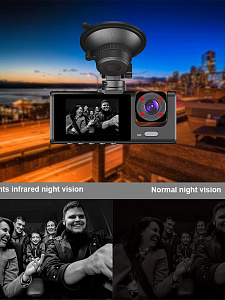 Видеорегистратор автомобильный 3 в 1 с двумя камерами в салон и заднего вида TDS TS-CAR51А