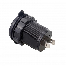 Розетка питания на 2 USB гнезда12-24В круглая TDS TS-CAU49 Красная