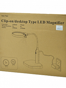 Лупа настольная с подсветкой на гибкой ноге с прищепкой 2 в 1 Орбита OT-INL76