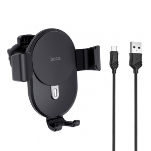 HOCO CW25 Черный Держатель для смартфонов + беспроводное ЗУ 10W (в воздуховод)