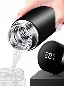 Термос для чая с датчиком температуры биосталь на 500 мл Огонёк OG-HOG06