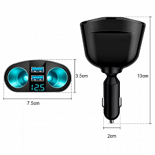 Разветвитель прикуривателя автомобильный на 2 гнезда + 2*USB TDS TS-CAU68