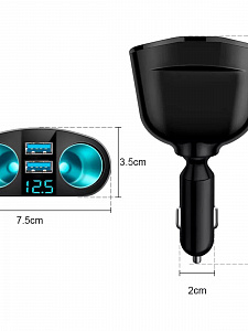 Разветвитель прикуривателя автомобильный на 2 гнезда + 2*USB TDS TS-CAU68