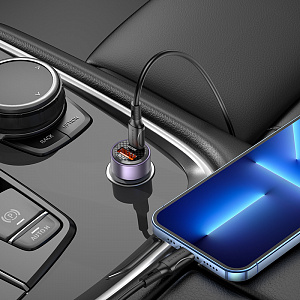 BOROFONE BZ20 Черный ЗУ авто USB + кабель iOS Lightning - Type-C (PD20W+QC3.0, 3000mA)