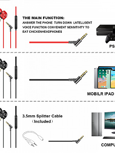 KADUM GM-A1 Красные игровая гарнитура для смартфонов