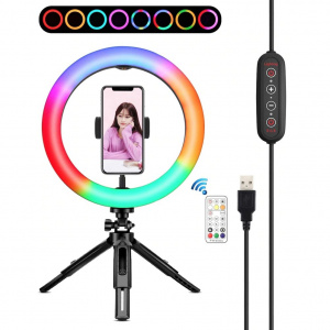 Кольцевая лампа RGB со штативом, пультом 26см Огонёк OG-SMH06
