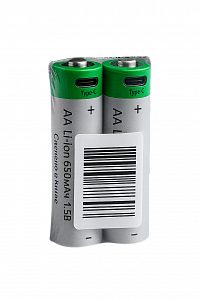 Аккумулятор пальчиковый AA R6, 650мАч, 1.5V от USB Type-C, 2шт Орбита
