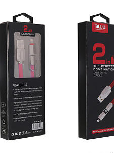 MUJU MJ-38 кабель USB 2A (microUSB/iOS Lighting) 1м