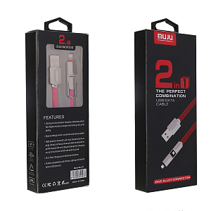 MUJU MJ-38  кабель USB 2A (microUSB/iOS Lighting) 1м