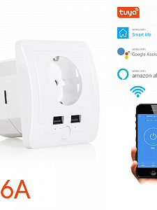 Умная розетка с USB Wi-Fi 16A Орбита OT-HOS15