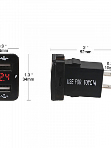 Розетка питания. Разъем в авто врезной на 2USB гнезда 12-24В TDS TS-CAU47