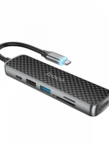 HOCO HB24 концентратор USB (2*USB, PD60W, HDMI, TF, SD)