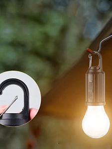 Фонарь кемпинговый 2шт с карабином, лампочка аккумуляторная на солнечной батареи Следопыт ST-FLK01