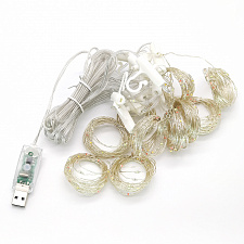 Огонек OG-LDG09 гирлянда-штора LED Белая теплая (3х3м,300 ламп,USB)