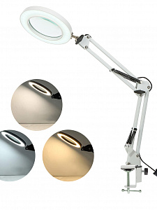 Лампа настольная с лупой и подсветкой для работы 10х Орбита OT-INL90 Белая