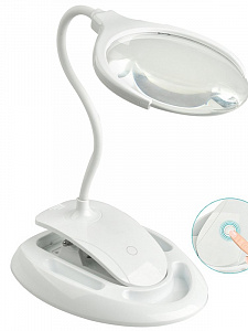 Лупа настольная с подсветкой на гибкой ноге с прищепкой 2 в 1 Орбита OT-INL51