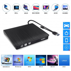 Внешний дисковод для ноутбука и ПК USB 3.0 / Type-C CD-RW, DVD-RW Орбита OT-PCA03