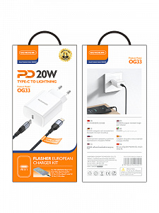 SENDEM OG33 ЗУ с TYPE-C + кабель IOS Lightning-Type-C 1.2м (PD20W, 3000mA)