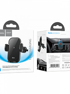HOCO HW4 Черный держатель для смартфонов + беспроводное ЗУ 10W (в воздуховод)