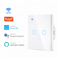 Умный выключатель с Алисой двухклавишный Wi-Fi 10A Орбита OT-HOS12