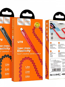 HOCO U78 Черный кабель USB 2.4A (iOS Lighting) 1.2м