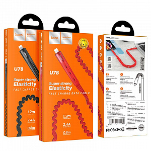 HOCO U78 Черный кабель USB 2.4A (iOS Lighting) 1.2м