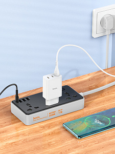 HOCO AC7 Черный сетевой фильтр (3гн, 1*Type-C,3*USB) 1.5м