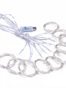 Огонек OG-LDG10 гирлянда-штора LED Белая теплая (3х1м,100 ламп,USB)