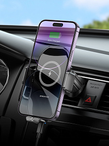 BOROFONE BH205 Черный держатель для смартфонов + беспроводное ЗУ 10W (в воздуховод)