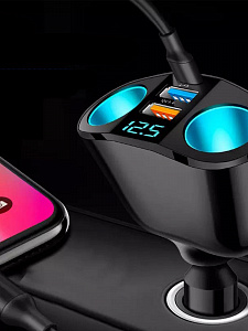 Разветвитель прикуривателя автомобиля на 2 гнезда + 2*USB, зарядка для автомобиля TDS TS-CAU68B