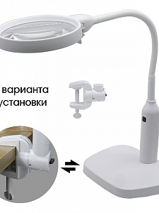 Лупа настольная с подсветкой на гибкой ноге с прищепкой 2 в 1 Орбита OT-INL76