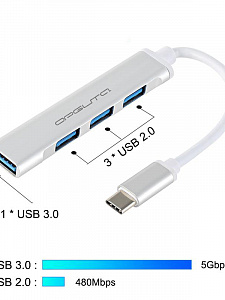 USB HUB разветвитель Type-C 3.0 на 4 порта Орбита Орбита OT-PCR18