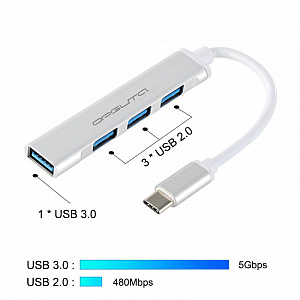 USB HUB разветвитель Type-C 3.0 на 4 порта Орбита Орбита OT-PCR18