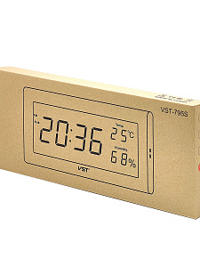 VST 795S-4 Зеленые часы настенные (температура,влажность)