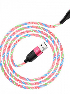 HOCO U85 Красный кабель USB 2A (TYPE C) 1м LED