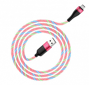 HOCO U85 Красный кабель USB 2A (TYPE C) 1м LED
